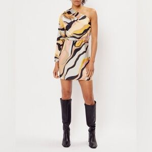 See U Soon NWT One-Shoulder Multicolor Satin Mini Dress
